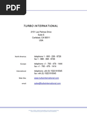 Turbo Intl Catalog Complete | PDF | Turbocharger | Legal Liability