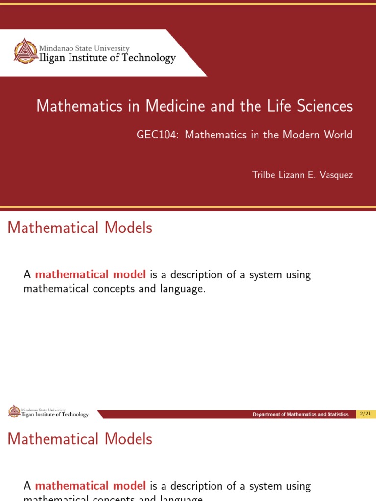 Mathematical Models in Medicine | PDF | Mathematical And Theoretical ...
