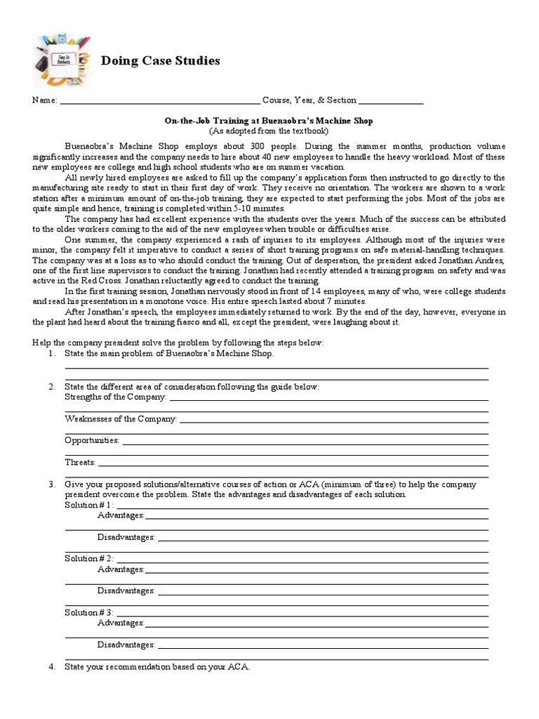 Doing Case Studies: On-the-Job Training at Buenaobra's Machine Shop ...