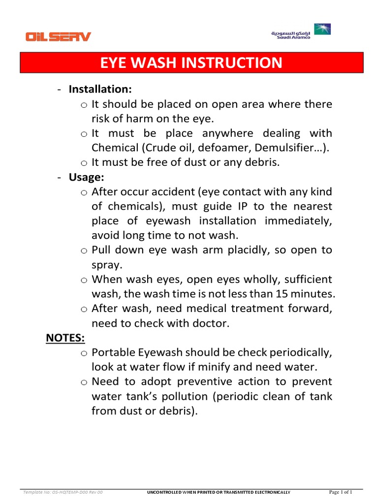 Eye Wash Instructions PDF