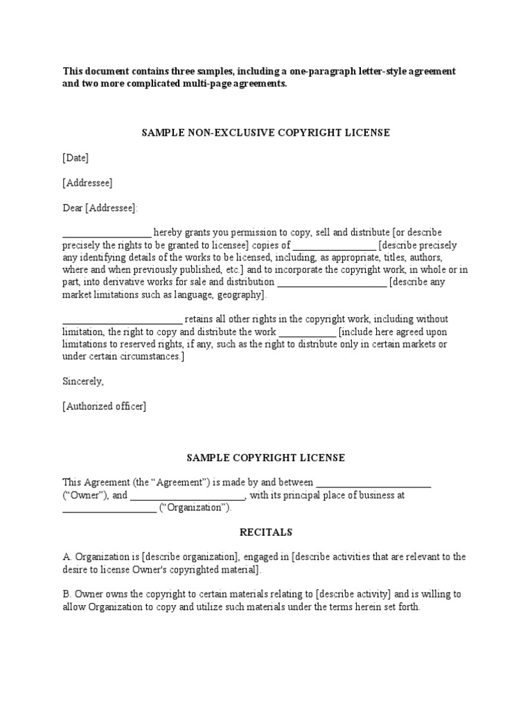 Copyright License Agreement Samples | PDF | License | Royalty Payment