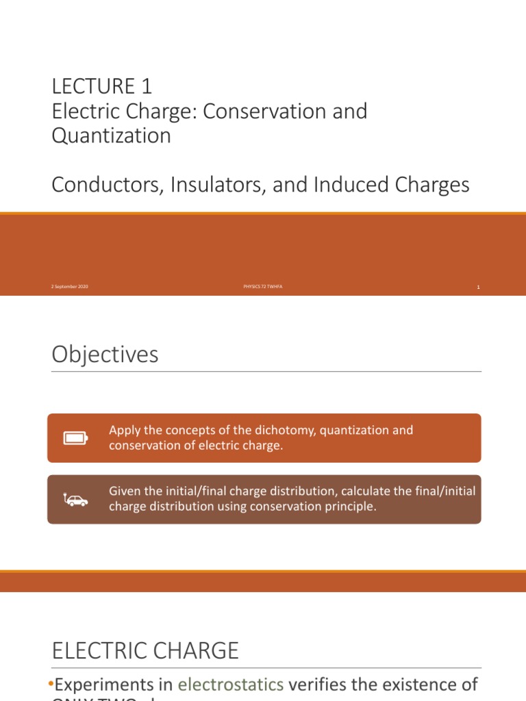 Electric Charge: Conservation and Quantization Conductors, Insulators ...