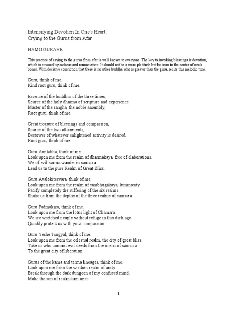 Calling The Guru From Afar. Trans. Ken McLeod PDF Schools Of