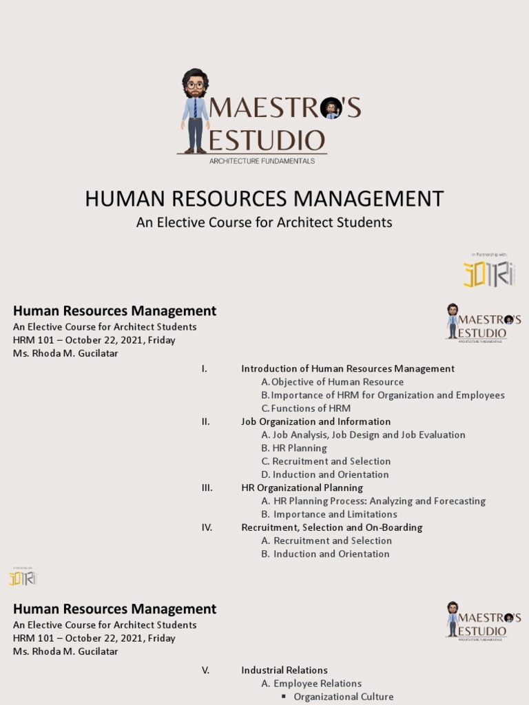 HRM Course for Architecture Students | PDF | Human Resource Management ...