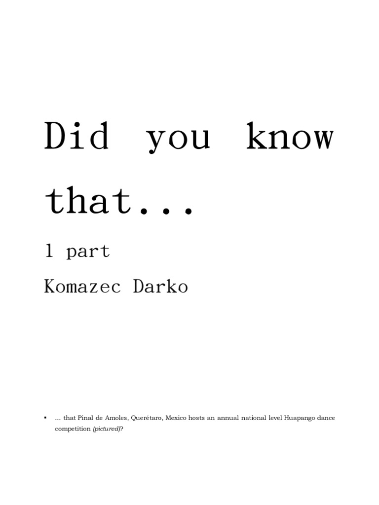 Did You Know That | PDF | Social Science | Travel