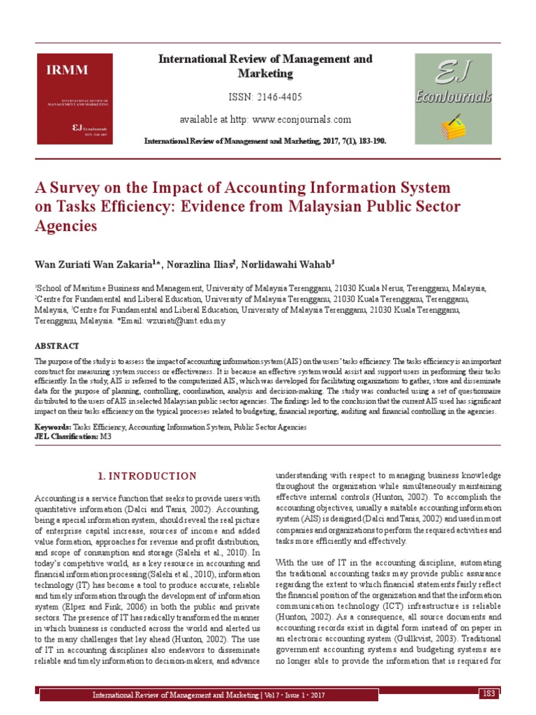 A Survey On The Impact of Accounting Information System On Tasks | PDF ...