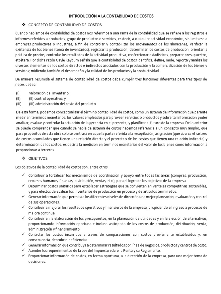 Introducción a la Contabilidad de Costos | PDF | Costo | Contabilidad