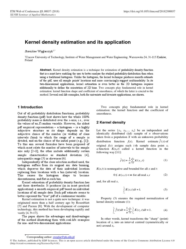 Kernel Density Estimation and Its Application | PDF | Histogram ...