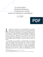 3396 La Politique Macroprudentielle Un Ouvrage en Cours Pour Les Banques Centrales