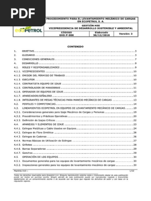 Anexo 30. GHS-P-006 PROCED. LEVANTAMIENTO MECANICO CARGAS | PDF