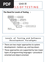 Unit III Levels of Testing