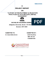 A Study of Recruitment & Selection Practices in Tata Motors Limited, Ghaziabad HR 2019 Ankit