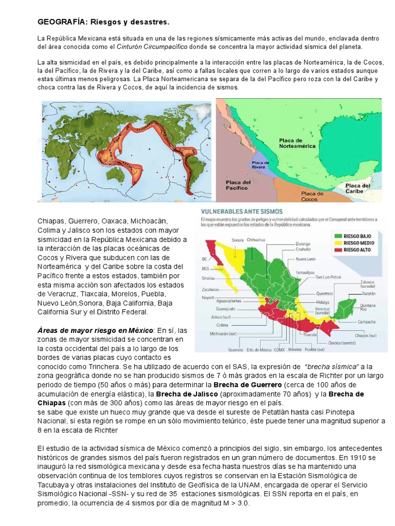 Zonas de Riesgo Sísmico en México | PDF | Temblores | México