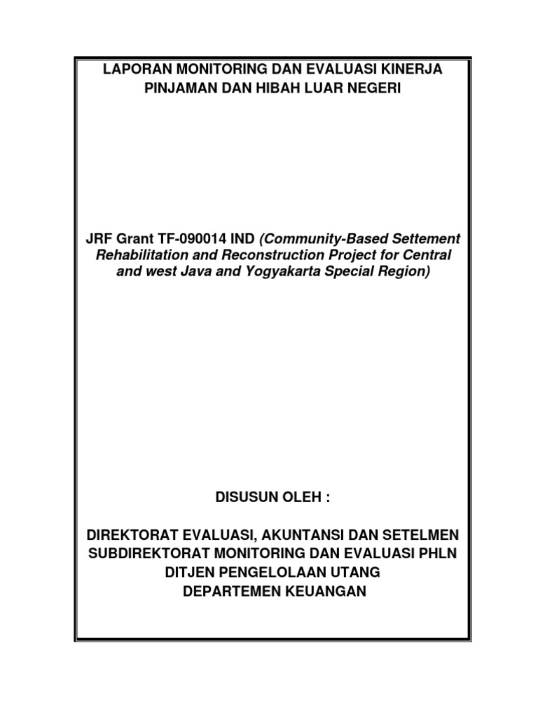 CONTOH LAPORAN MONITORING PROYEK CONTOH LAPORAN MONITORING PROYEK