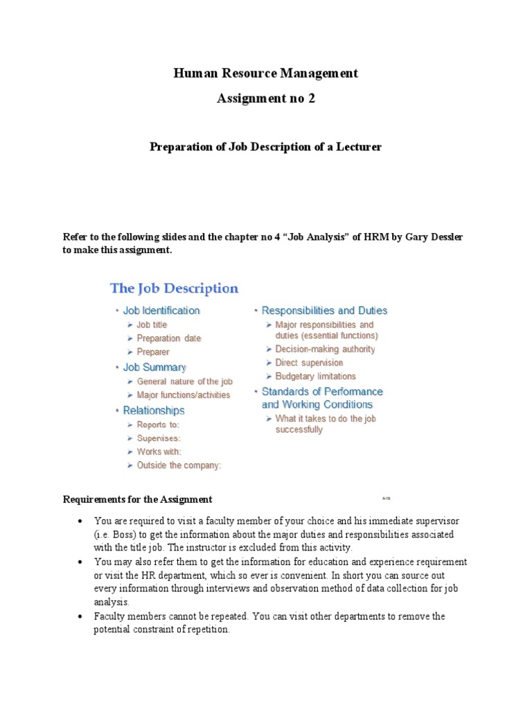 Lecturer Job Description Guide | PDF | Career & Growth