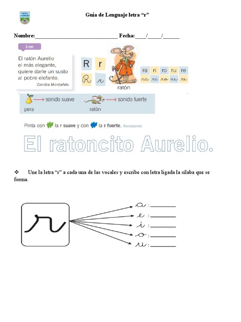 Guía de Lenguaje: Letra R para Primer Grado | PDF | Artes del Lenguaje ...