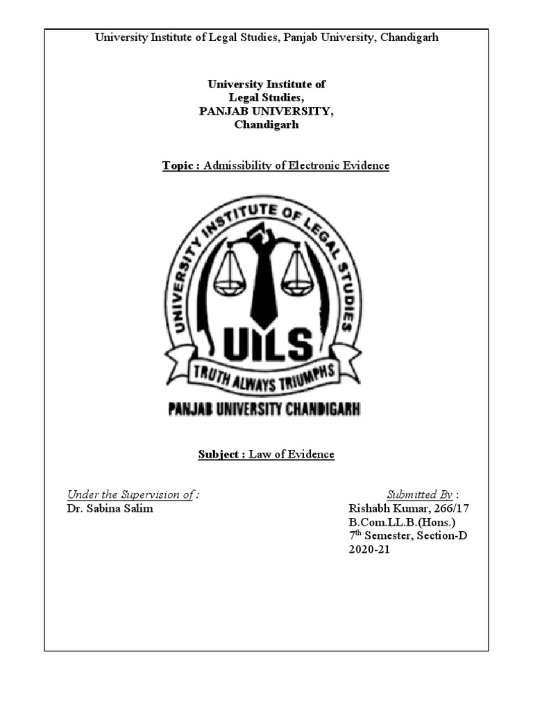 Law of Evidence - Electronic Evidence | PDF | Microform | Computer Data