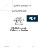 Anuario Argentino de Derecho Canónico 25 años Facultad