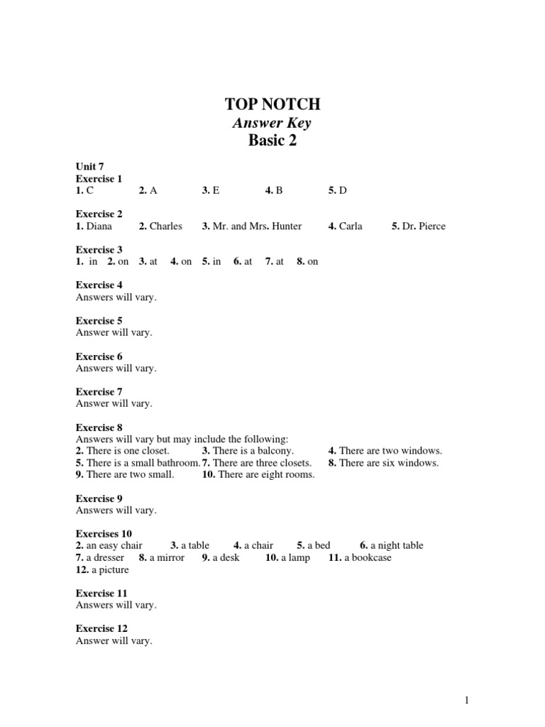 Top Notch Basic B Answer Key