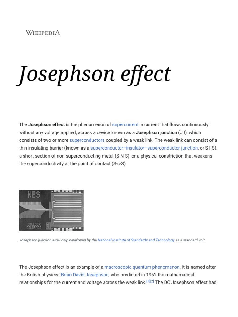 Josephson Effect Wikipedia PDF Quantum Mechanics