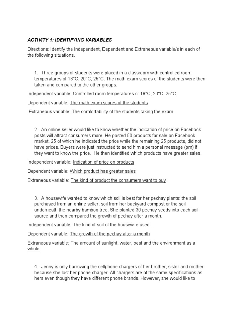 Lesson 3. What's More. Activity 2 Identifying Variables | PDF | Prices ...