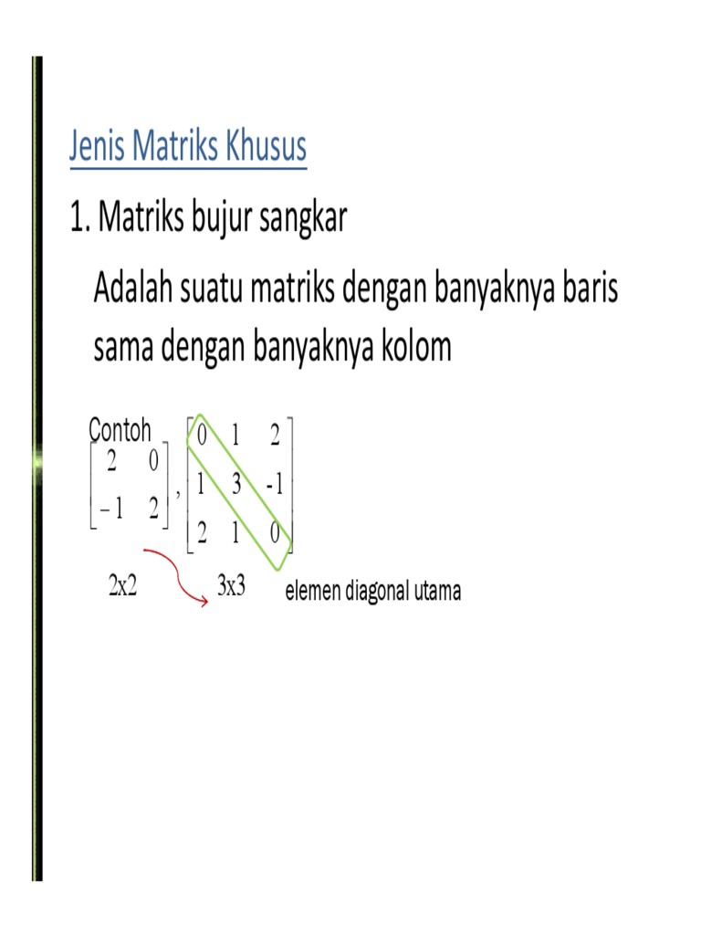 Jenis-Jenis Matriks Khusus dalam Matematika | PDF