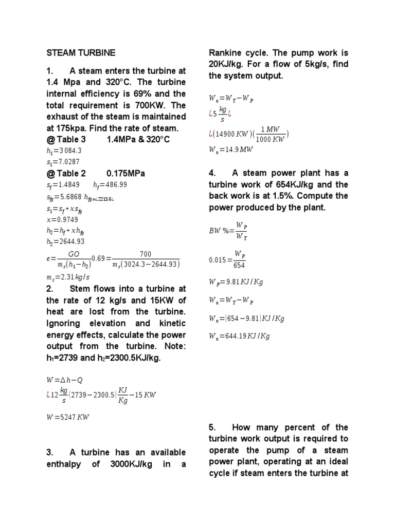 Steam Turbine Efficiency Calculations | PDF | Turbine | Steam
