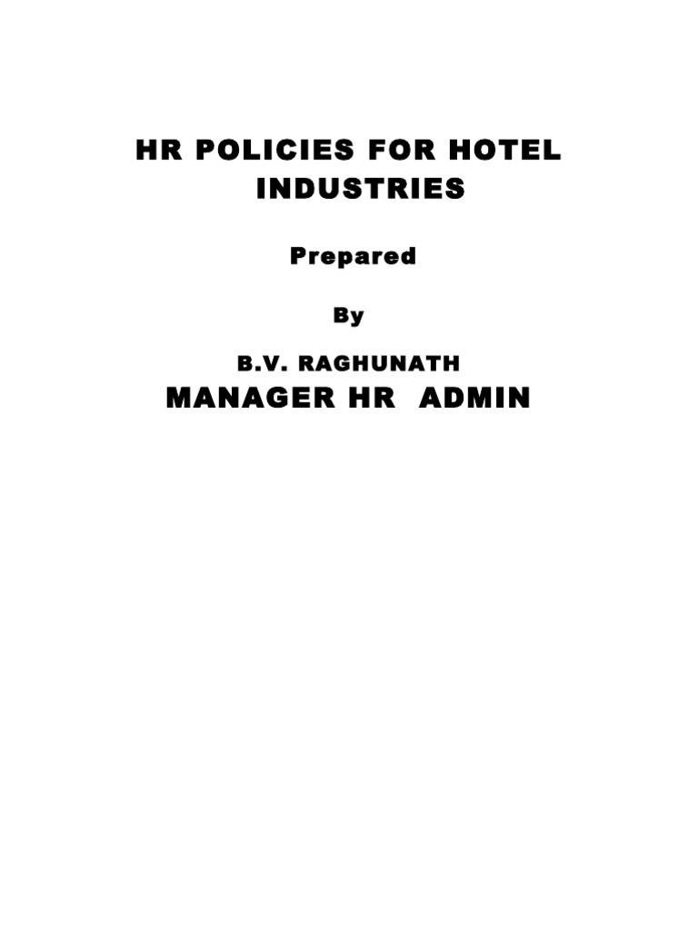 HR Policies for Hotel Management | PDF | Human Resources | Employment