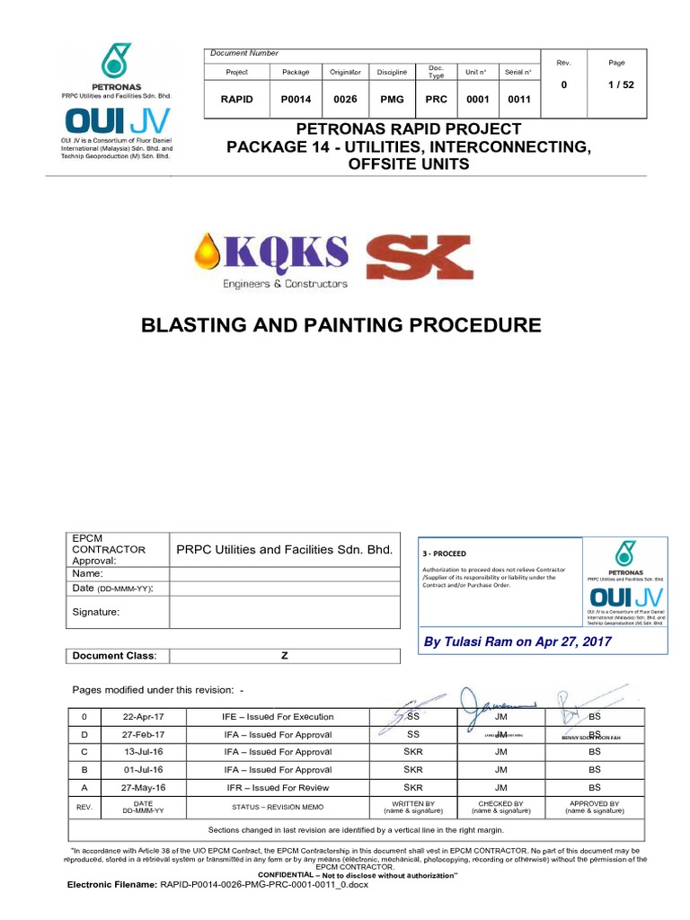 Blasting and Painting Procedure Petronas Rapid Project Package 14