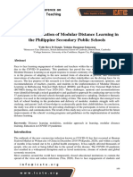 The Implementation of Modular Distance Learning in The Philippine Secondary Public Schools