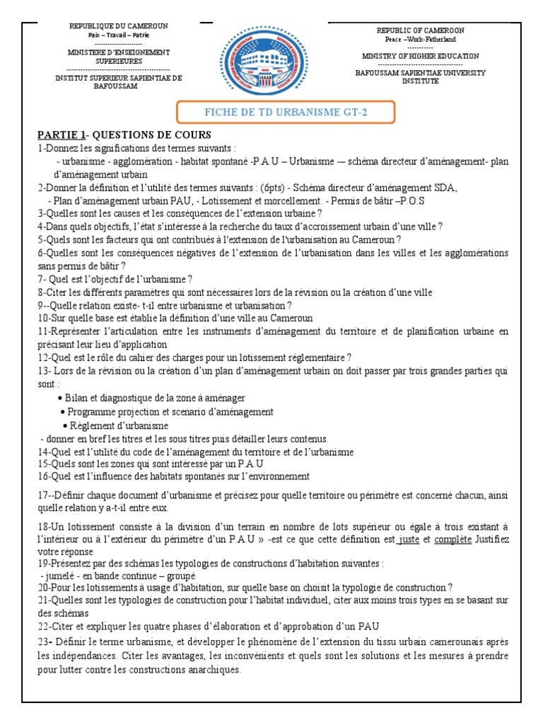 Schemas Plan Maison De Logement Sociaux Economique A Cameroune Pdf TD Issab Urbanisme GT | PDF | Urbanisme | Urbanisation
