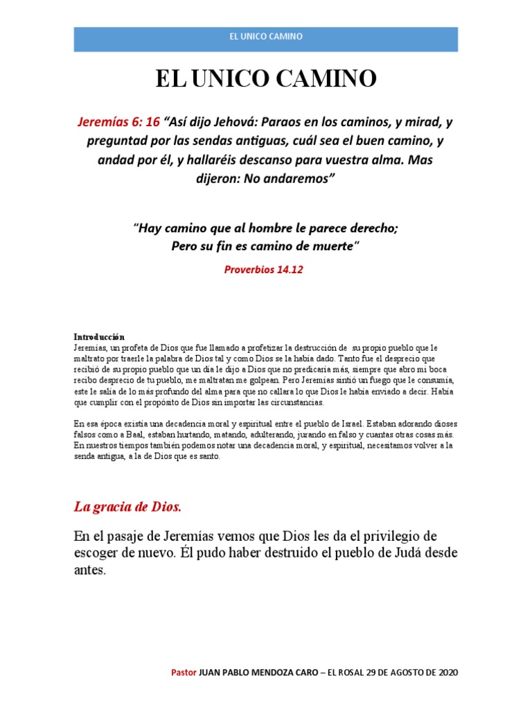 El Unico Camino Pdf Jesús Pecado