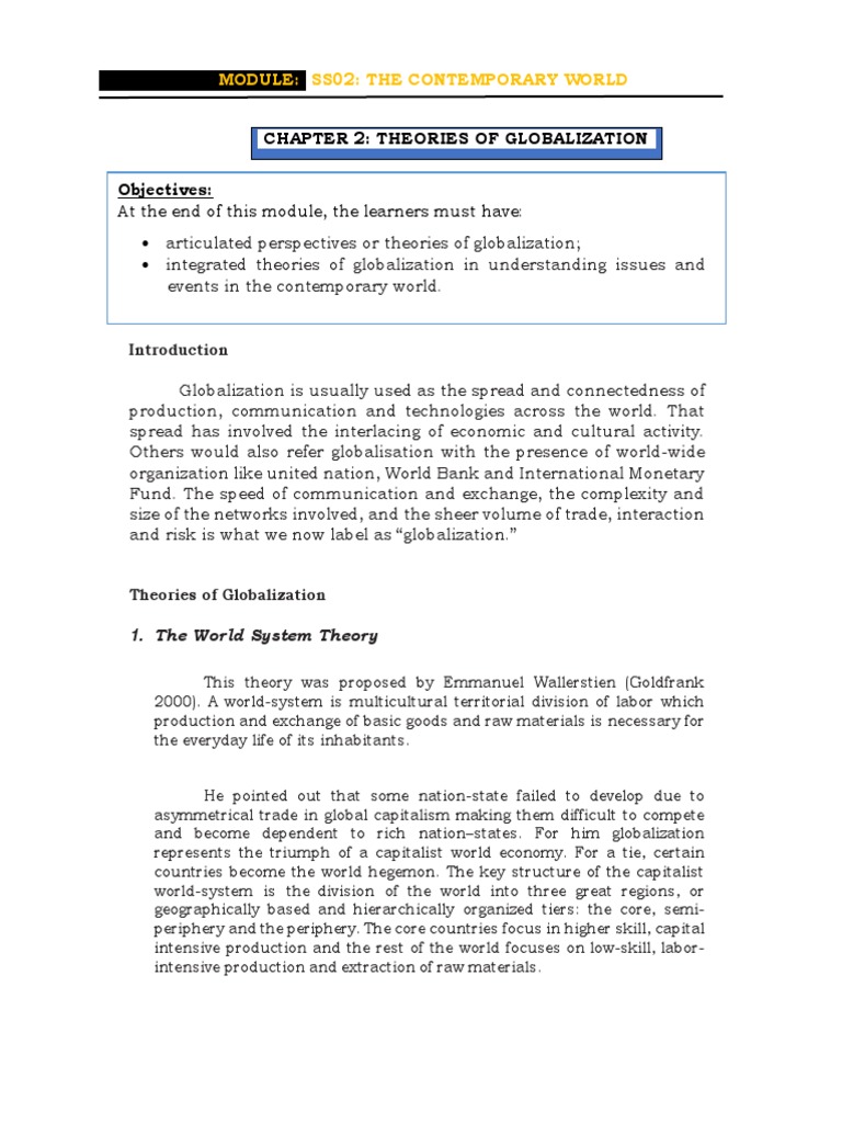 Theories of Globalization Explained | PDF | Globalization