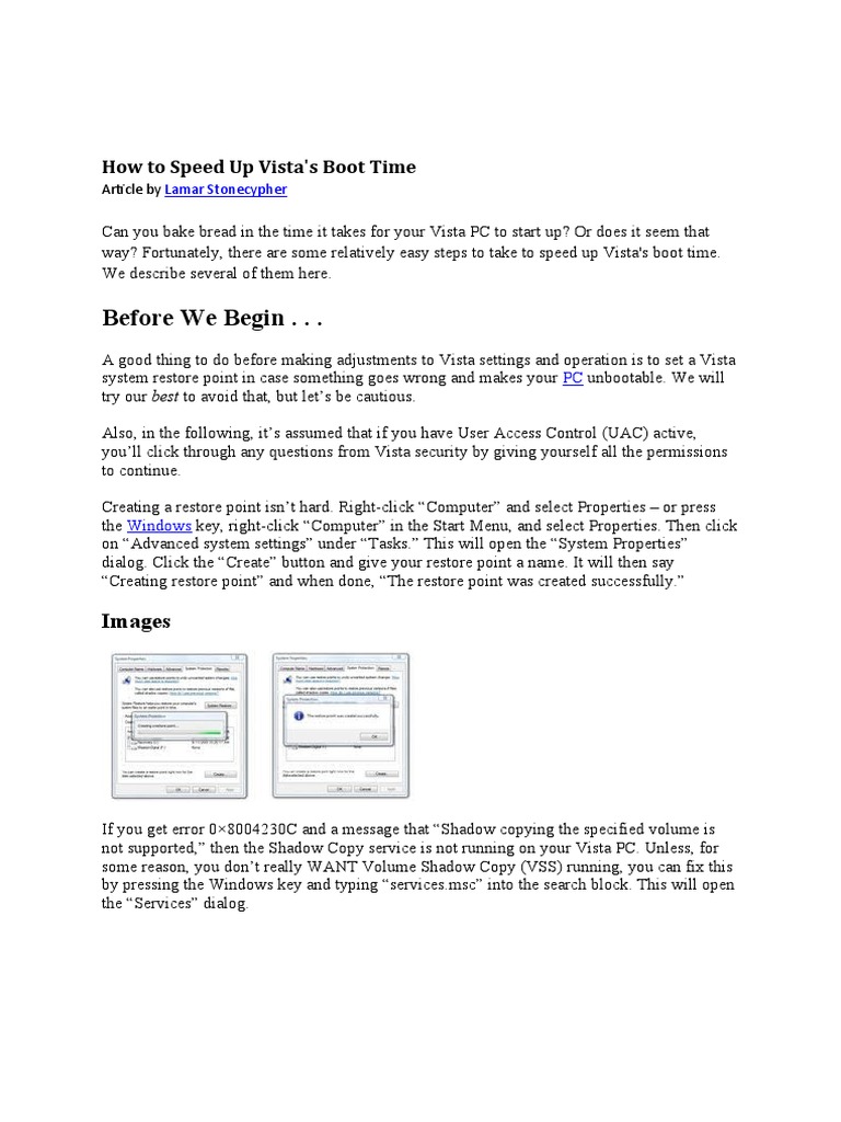 How To Speed Up Vista | PDF | Windows Vista | Booting