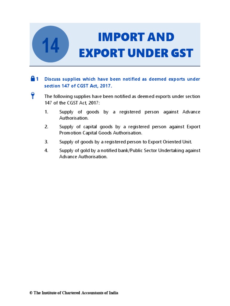 CH 14 Import and Export Under GST | PDF