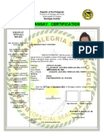 Barangay Certification: Republic of The Philippines