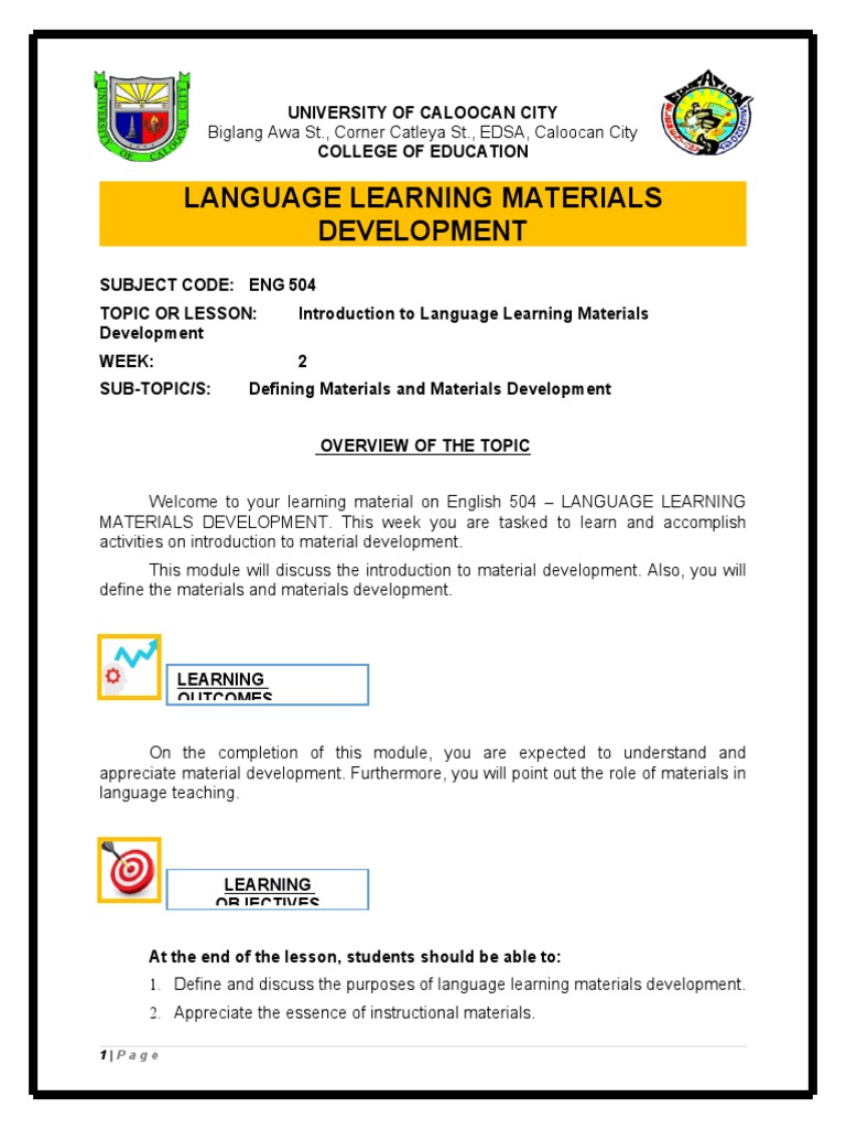 Language Learning Materials Development PDF Learning Language