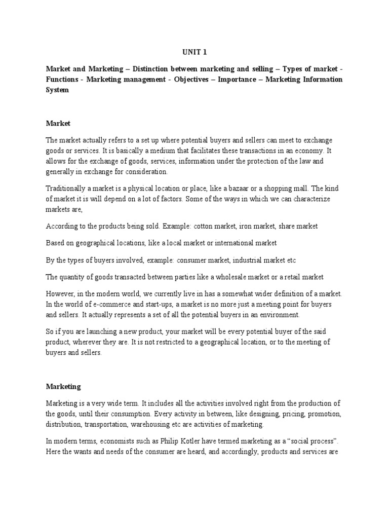 Marketing Management Unit 1 Overview | PDF | Marketing | Perfect ...