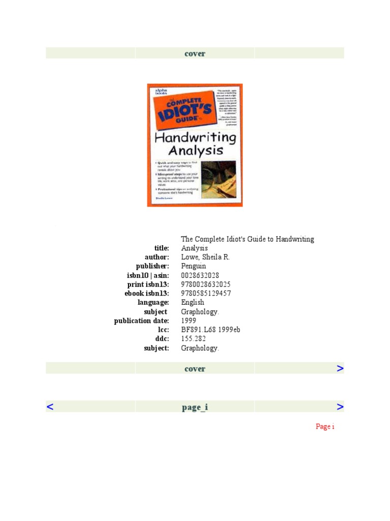 Idiots Guide To Handwriting Analysis Sheila Lowes | PDF | Graphology