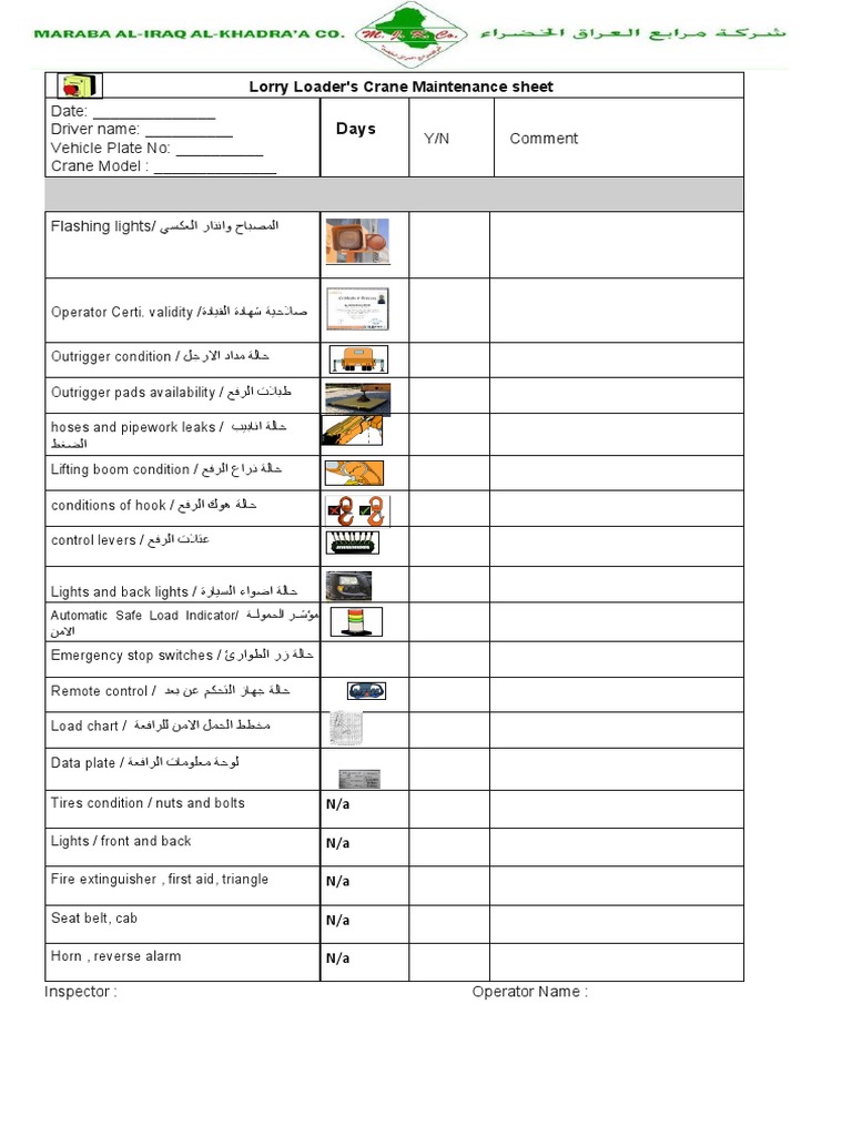 Daily Lorry Loader - HIAB Checklist | PDF