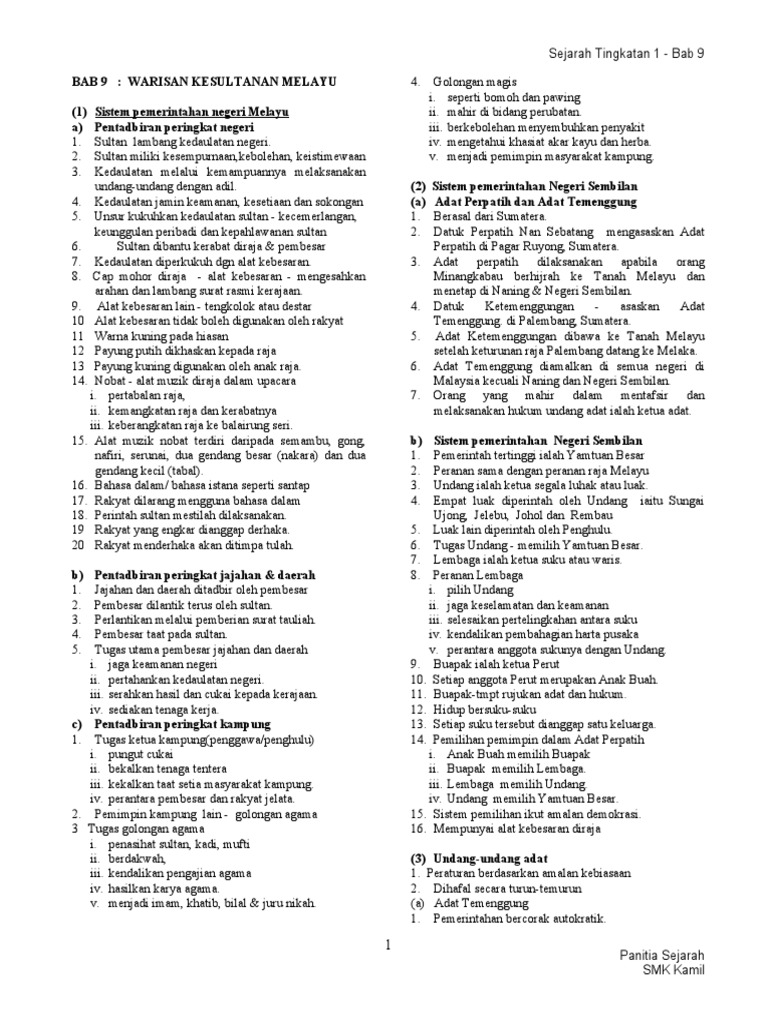 Sejarah Tingkatan 1 Bab 9 Pdf