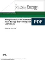 Nanophotonics and Plasmonics For Solar Energy Harvesting and Conversion