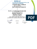 Student Membership Certificate MR - Rahul Prabhuram Kumawat: This Is To Certify That