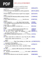 Unit 1. Local Environment D. Word Forms: Give The Correct Form of The Word Given To Complete The Sentence