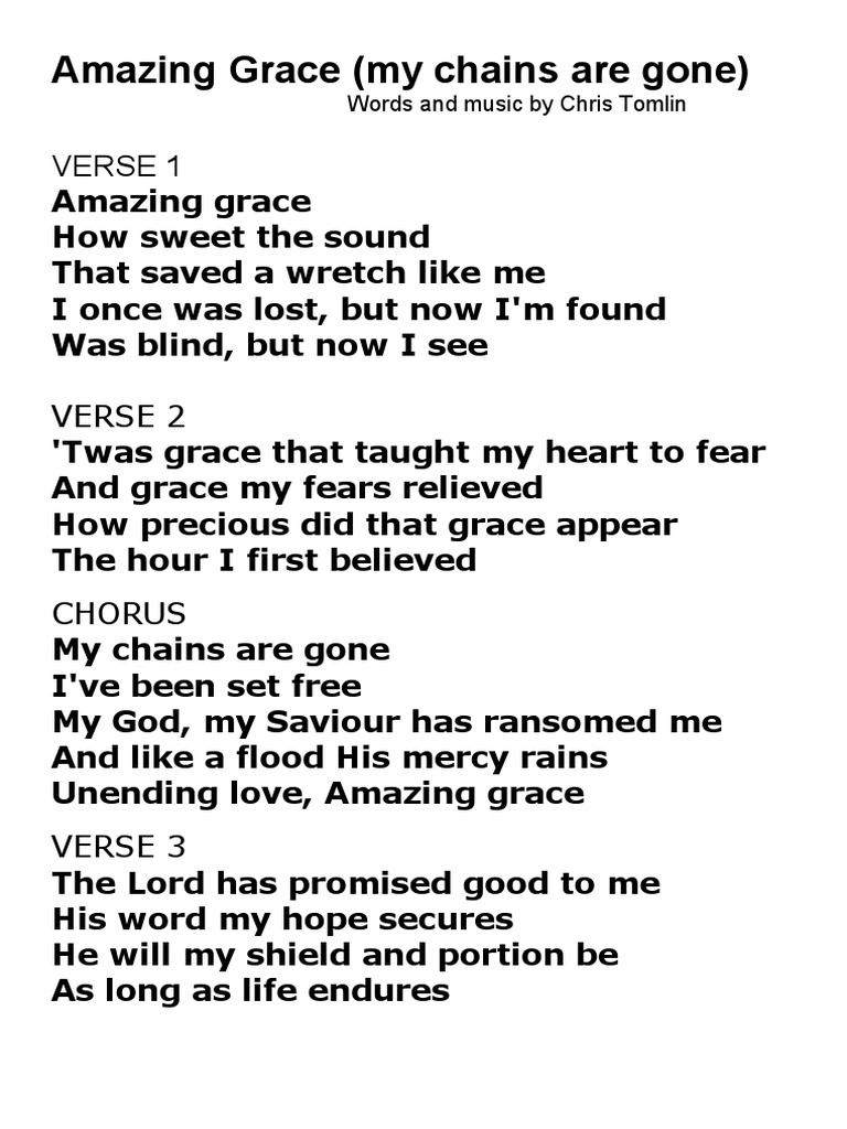 Chris Tomlin - Amazing Grace Lyrics | PDF