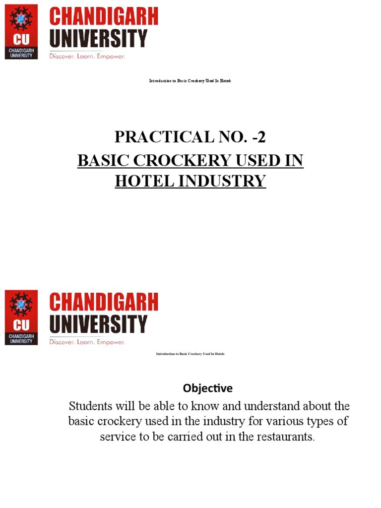 Types of Crockery in Hotel Service | PDF | Porcelain | Tableware