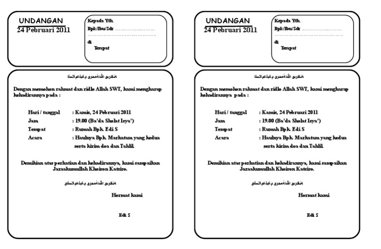 Undangan Kirim Doa Jadi 2