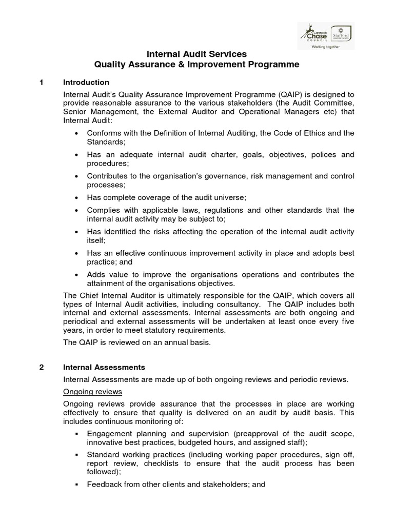 Internal Audit Quality Assurance Program Pdf Internal Audit Audit