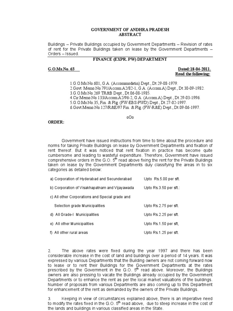 Revised Rent Rates for Government Leases | PDF | Economies | Government